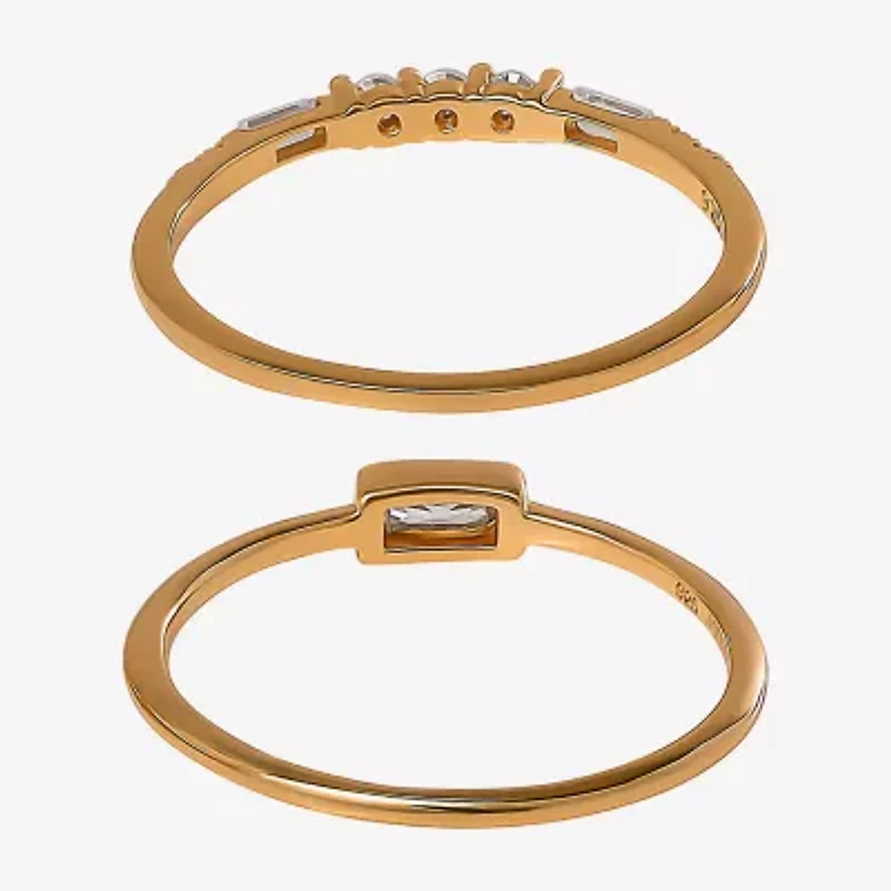 Limited Quantities! Womens White Cubic Zirconia 14K Gold Over Silver Ring Set