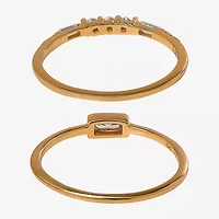 Limited Quantities! Womens White Cubic Zirconia 14K Gold Over Silver Ring Set