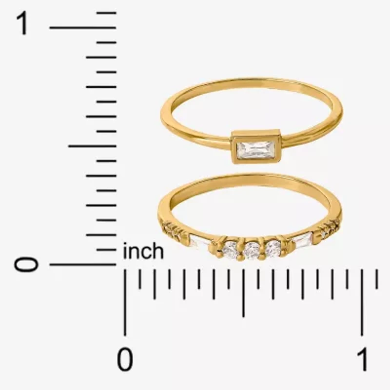 Limited Quantities! Womens White Cubic Zirconia 14K Gold Over Silver Ring Set