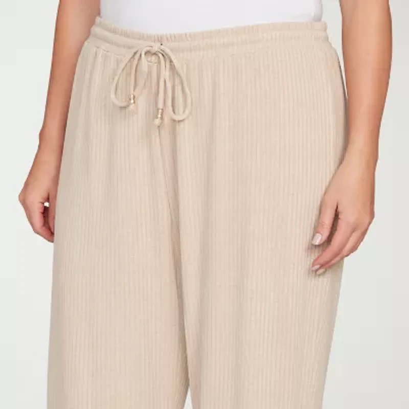 Hearts Of Palm Womens Plus Straight Mid Rise Drawstring Pant