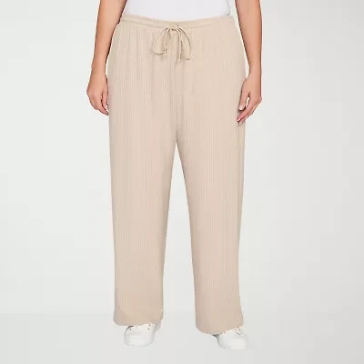 Hearts Of Palm Womens Plus Straight Mid Rise Drawstring Pant