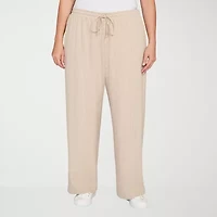 Hearts Of Palm Womens Plus Straight Mid Rise Drawstring Pant