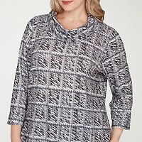 Hearts Of Palm Womens Plus Cowl Neck 3/4 Sleeve T-Shirt