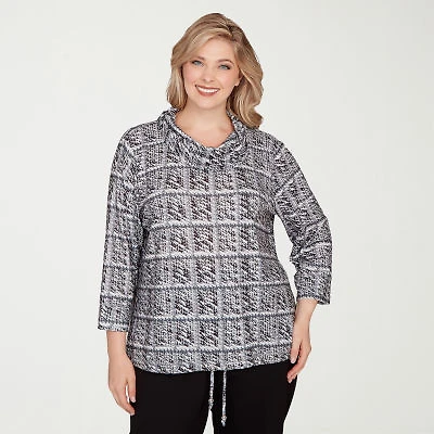 Hearts Of Palm Womens Plus Cowl Neck 3/4 Sleeve T-Shirt