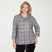 Hearts Of Palm Womens Plus Cowl Neck 3/4 Sleeve T-Shirt