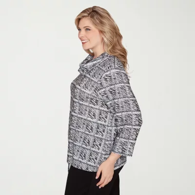 Hearts Of Palm Womens Plus Cowl Neck 3/4 Sleeve T-Shirt