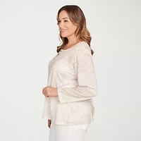 Hearts Of Palm Womens Plus Keyhole Neck Long Sleeve T-Shirt