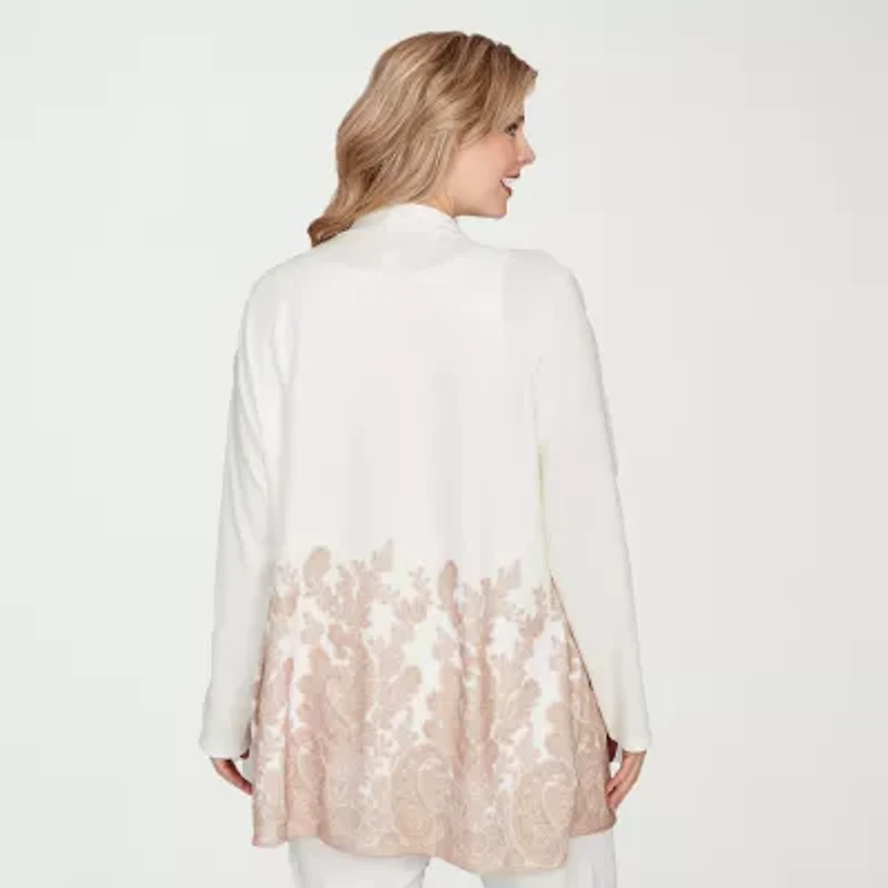 Hearts Of Palm Womens Plus Long Sleeve Open Front Cardigan