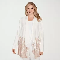 Hearts Of Palm Womens Plus Long Sleeve Open Front Cardigan