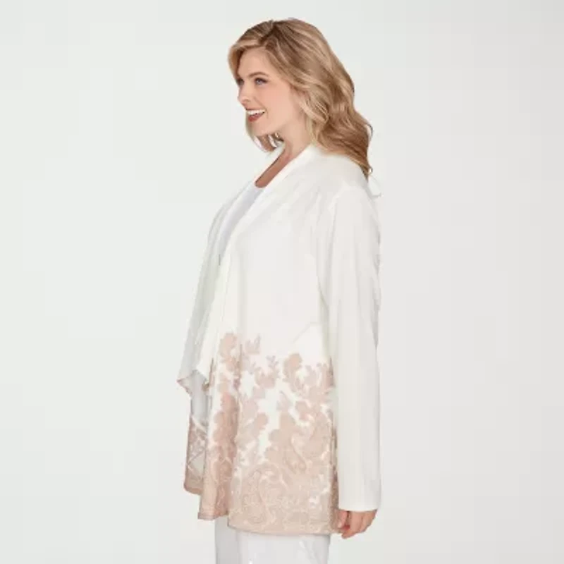 Hearts Of Palm Womens Plus Long Sleeve Open Front Cardigan