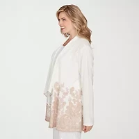 Hearts Of Palm Womens Plus Long Sleeve Open Front Cardigan