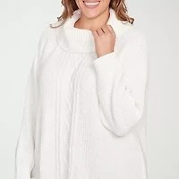 Hearts Of Palm Plus Womens Cowl Neck Long Sleeve Pullover Sweater