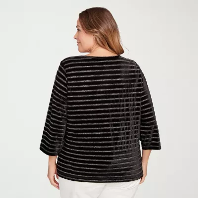 Hearts Of Palm Womens Plus U Neck Long Sleeve T-Shirt