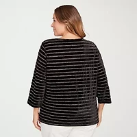 Hearts Of Palm Womens Plus U Neck Long Sleeve T-Shirt