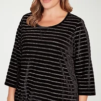 Hearts Of Palm Womens Plus U Neck Long Sleeve T-Shirt