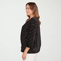 Hearts Of Palm Womens Plus U Neck Long Sleeve T-Shirt