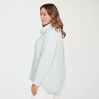 Hearts Of Palm Plus Womens Cowl Neck Long Sleeve Pullover Sweater