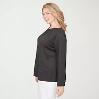 Hearts Of Palm Womens Plus Asymmetrical Neck Long Sleeve T-Shirt