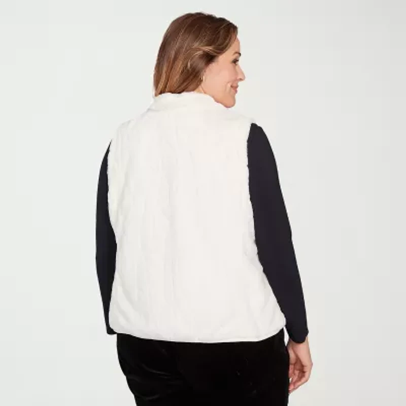 Hearts Of Palm Womens Plus Lightweight Faux Fur Vest