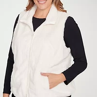 Hearts Of Palm Womens Plus Lightweight Faux Fur Vest