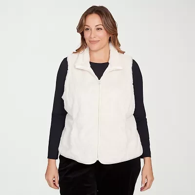 Hearts Of Palm Womens Plus Lightweight Faux Fur Vest