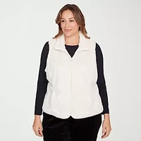 Hearts Of Palm Womens Plus Lightweight Faux Fur Vest