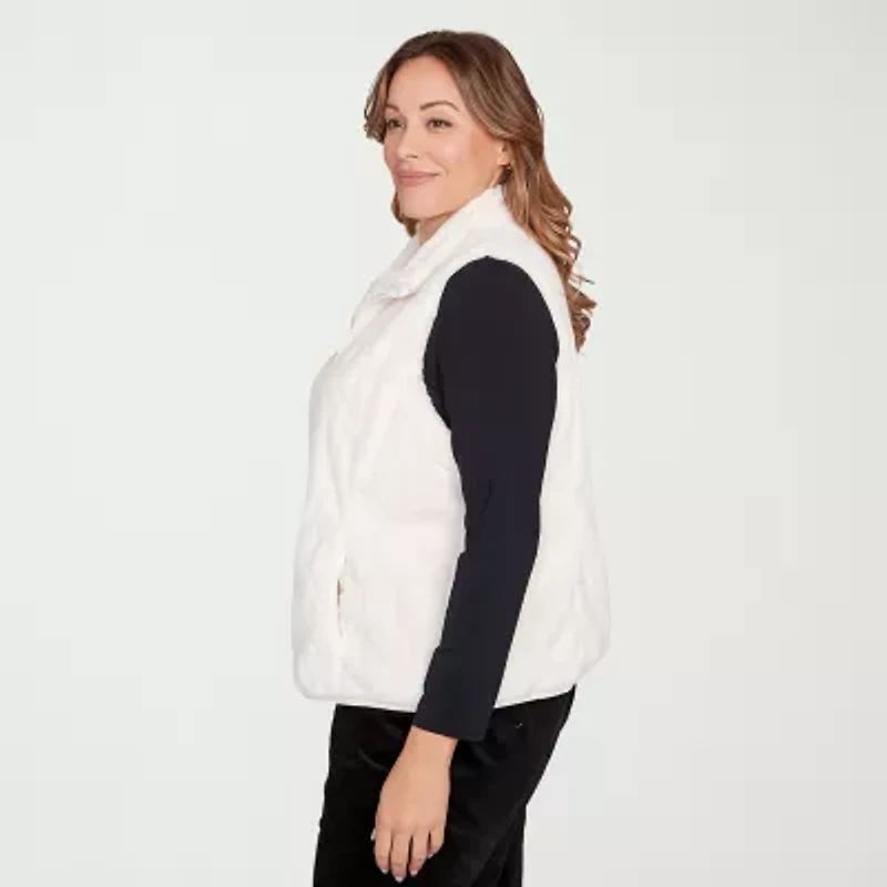 Hearts Of Palm Womens Plus Lightweight Faux Fur Vest