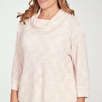 Hearts Of Palm Womens Plus Cowl Neck Long Sleeve T-Shirt