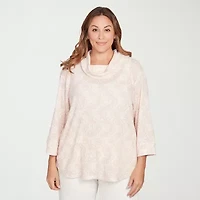 Hearts Of Palm Womens Plus Cowl Neck Long Sleeve T-Shirt