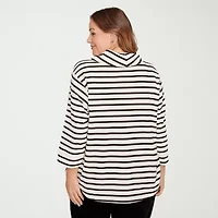 Hearts Of Palm Womens Plus Cowl Neck 3/4 Sleeve T-Shirt