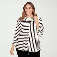 Hearts Of Palm Womens Plus Cowl Neck 3/4 Sleeve T-Shirt