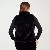 Hearts Of Palm Womens Plus Lightweight Faux Fur Vest