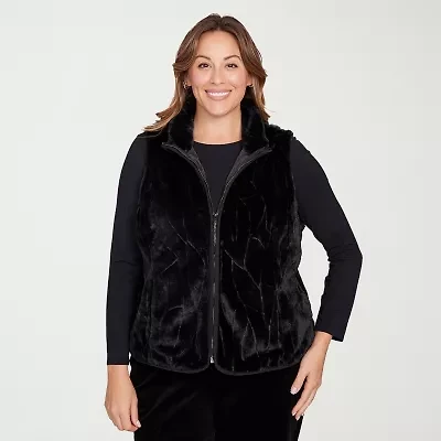 Hearts Of Palm Womens Plus Lightweight Faux Fur Vest