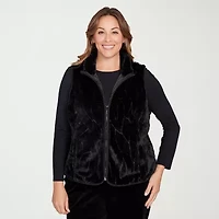 Hearts Of Palm Womens Plus Lightweight Faux Fur Vest