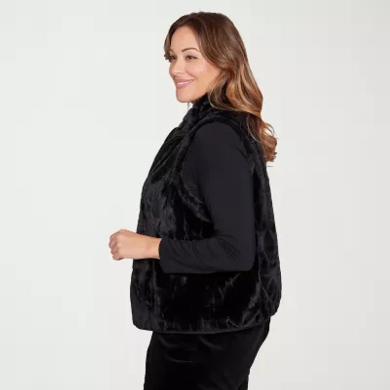 Hearts Of Palm Womens Plus Lightweight Faux Fur Vest