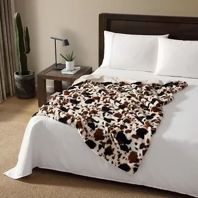 Wrangler Spotted Cow Print Washable Throw