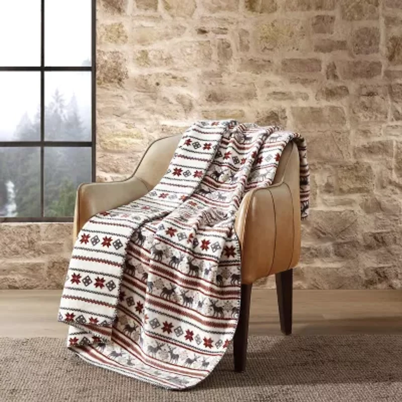 Eddie Bauer Deer Snowflake Washable Throw