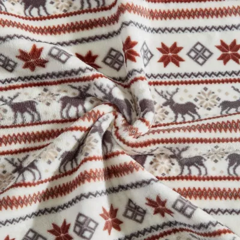 Eddie Bauer Deer Snowflake Washable Throw