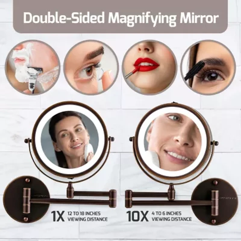 Ovente Wall Mounted 10X Magnification Makeup Mirror