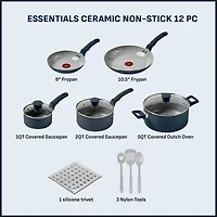 T-Fal Essentials Ceramic 12-pc. Cookware Set