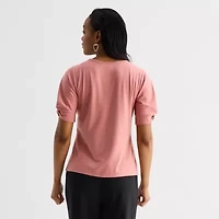 Liz Claiborne Womens V Neck Elbow Sleeve Blouse