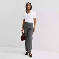 Liz Claiborne Womens V Neck Elbow Sleeve Blouse