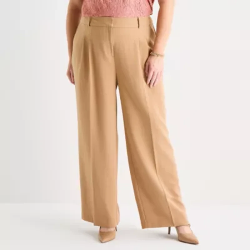 Liz Claiborne Audra Womens Plus Wide Leg Mid Rise Trouser