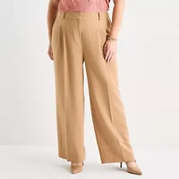 Liz Claiborne Audra Womens Plus Wide Leg Mid Rise Trouser