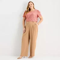 Liz Claiborne Audra Womens Plus Wide Leg Mid Rise Trouser