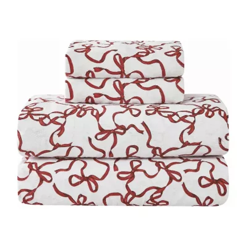 Truly Soft Ribbon And Bows Flannel Sheet Set
