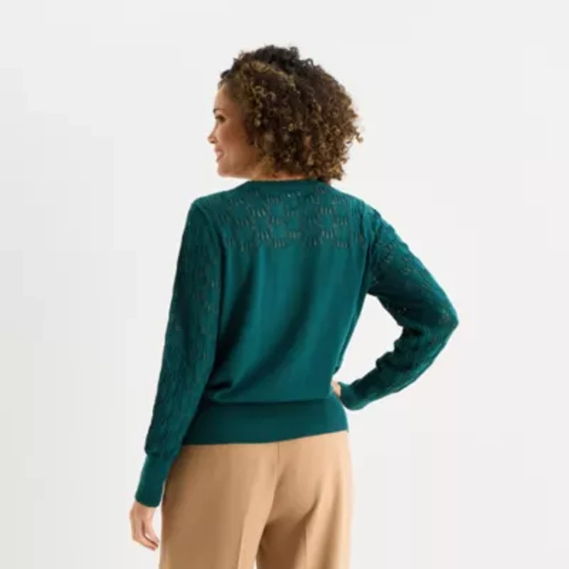 Liz Claiborne Tall Womens Crew Neck Long Sleeve Pullover Sweater