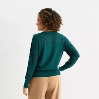 Liz Claiborne Tall Womens Crew Neck Long Sleeve Pullover Sweater