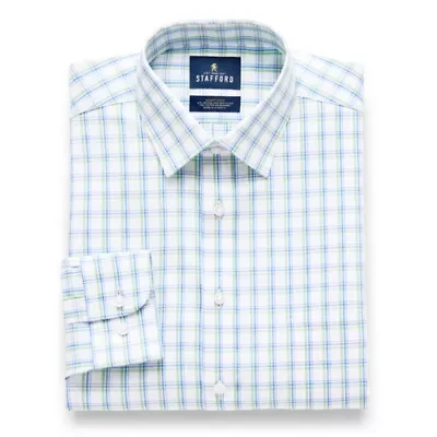 Stafford Smart Tech Mens Regular Fit Stretch Fabric Wrinkle Free Long Sleeve Dress Shirt