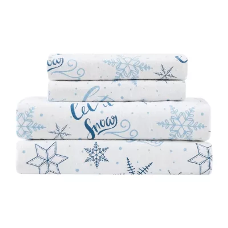 Truly Soft Let It Snow Flannel Sheet Set